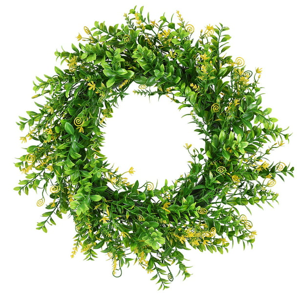 VIYOK Boxwood Wreath,16.5 Spring & Summer Wreath,Green Artificial Garland for Front Door,Large Fresh Farmhouse Wall Decor 